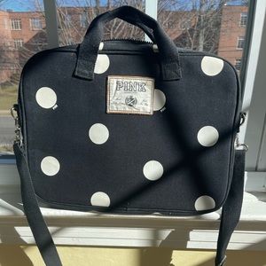 PINK Victoria's Secret Black and White Laptop Case with Polka Dots